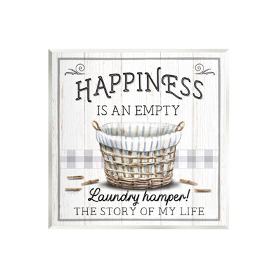 Bb-035-Wood " Happiness Is Empty Laundry Basket " by Elizabeth Tyndall