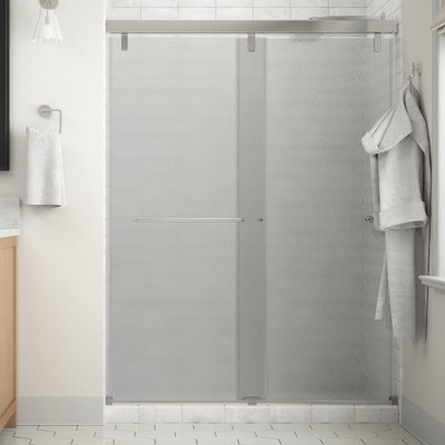 Porte de douche coulissante semi-sans cadre 60 po x 71-1 / 2 po Delta Classic, verre de pluie 1/4 po (6 mm)