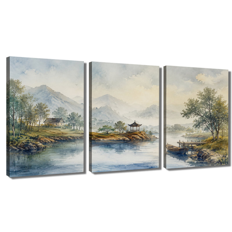 3 panneaux d'art mural, impression sur toile, paysage de montagne, 16 * 24 pouces * 3