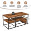 105Cm Modular Coffee Table Set (Set Of 2), Nesting C-Table With Multi-Level Shelves, Wood Grain, Black