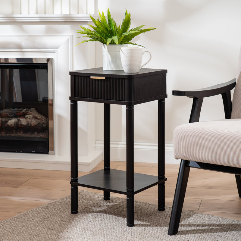 Solid Wood End Table, Black