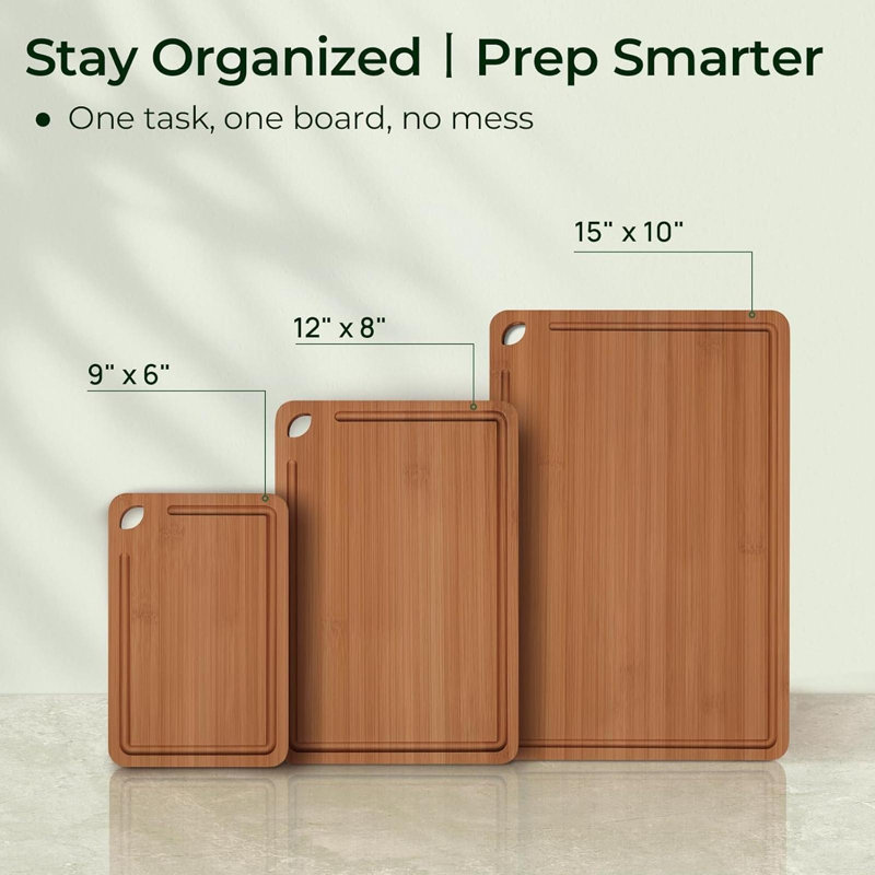 3-Piece Bamboo Cutting Board Set
