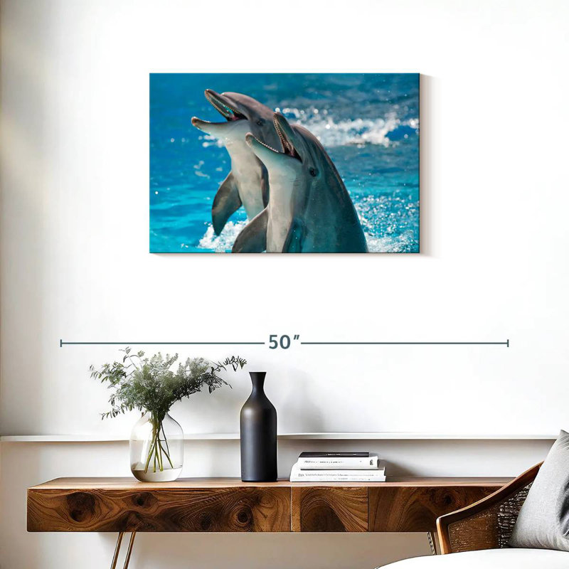 Excited Dolphins, 20" H x 30" W