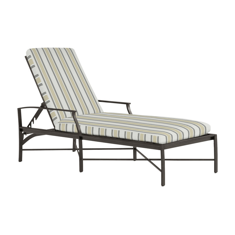 Monaco 76" Long Reclining Single Chaise with Cushions, Welt, Slate Gray, Paper Sky