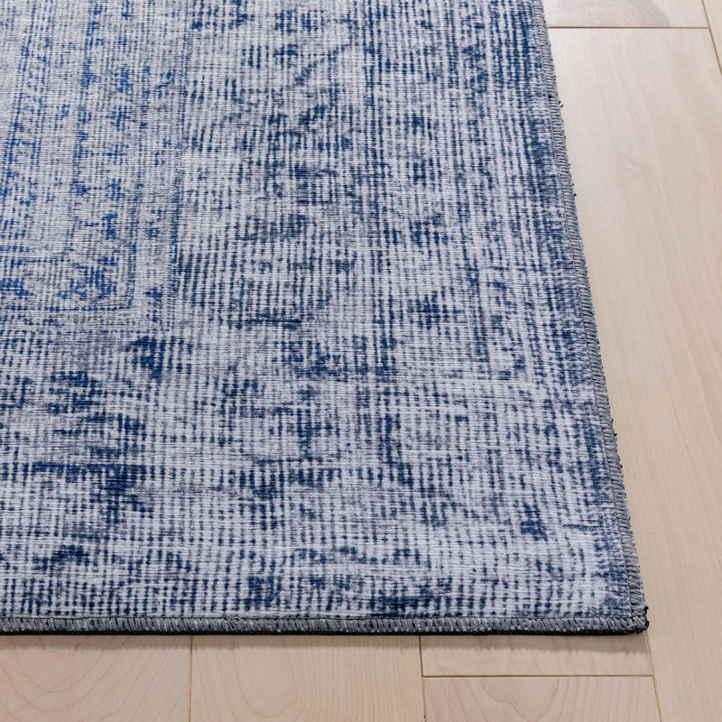 Nile Vintage Medallion Flatweave Grey Area Rug, Rectangle 63 x 220 cm