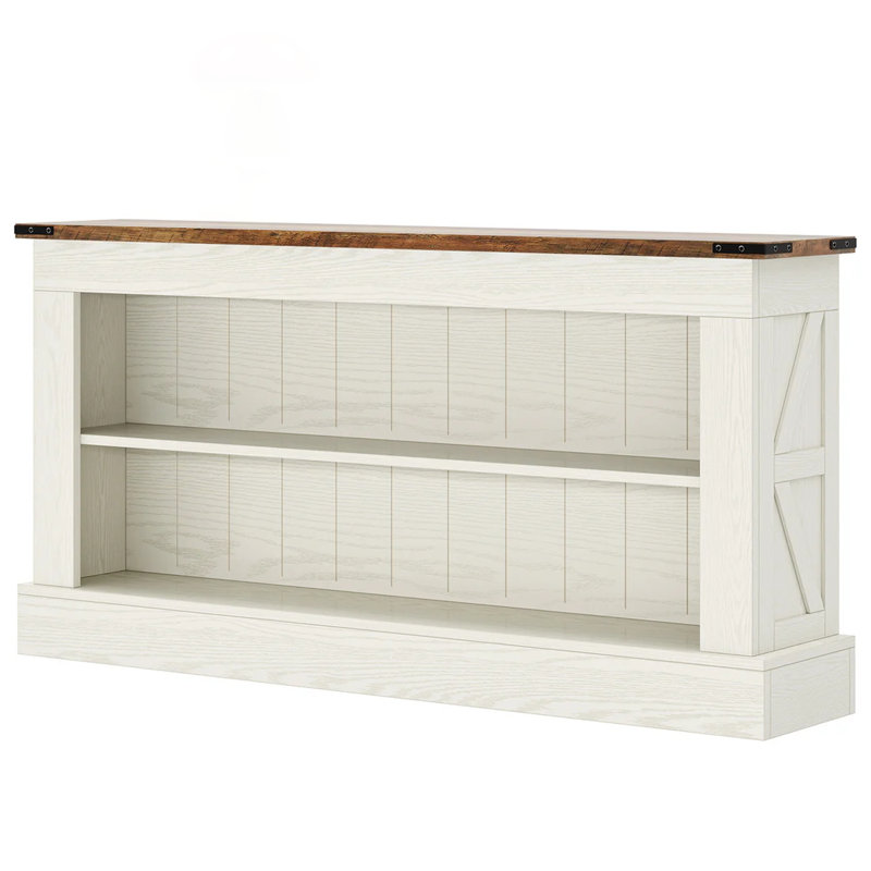 Vintage Farmhouse Console Table With Dual-Layer Storage, Durable MDF Construction For Entryway And TV Stand Use, White