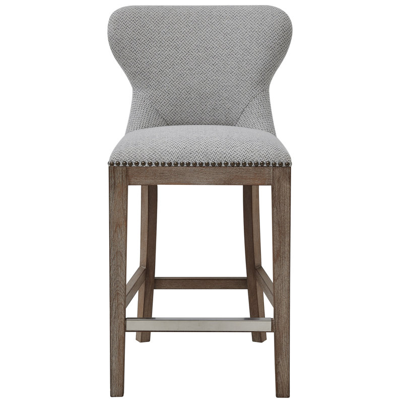 Grantham Upholstered Counter Stool, Counter Stool (26” Seat Height), Cardiff Gray Basketweave