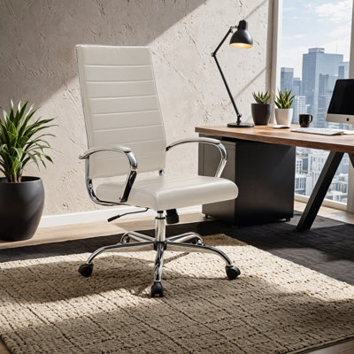 Mulkey High-Back Leather Executive Office Chair – Adjustable Swivel Desk Chair for Computer, Conference, or Home Office Use