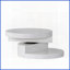 Modern Rotating Small Circular Coffee Table with High Gloss White Finish &amp; Space-Saving Hidden Storage