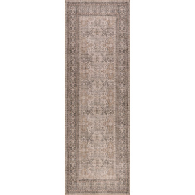 Jeccica Distressed Vintage Medallion Jute Blend Polyester Area Rug