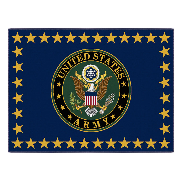 US Army Stars Logo Non-Slip Area Rug Man Cave Décor Bedroom, Blue