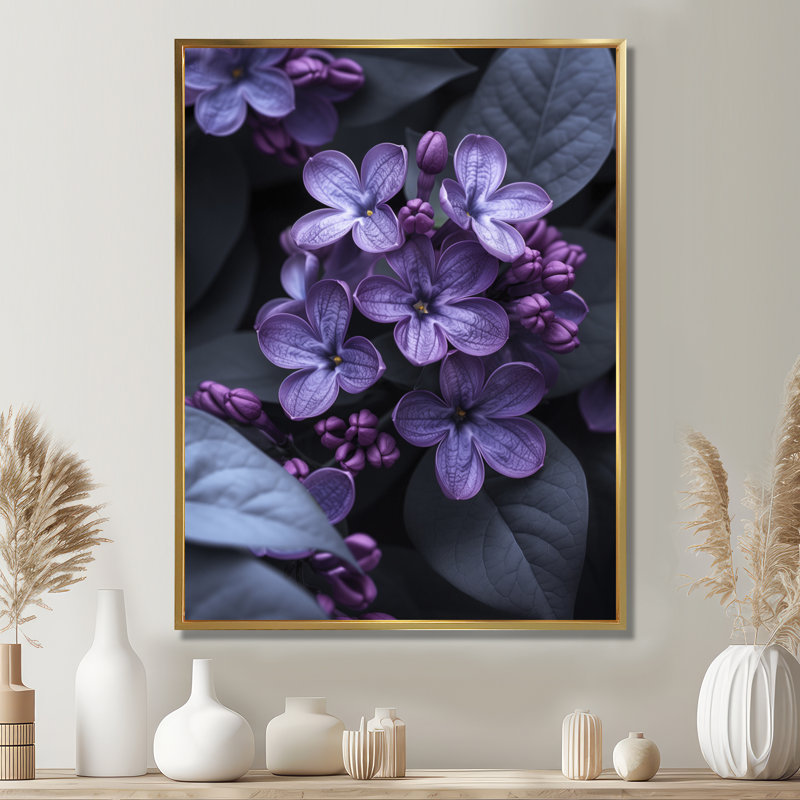 Photo de beauté mauve lilas monochrome - décoration murale lilas, Cadre flottant doré, H 16 po x l 32 po