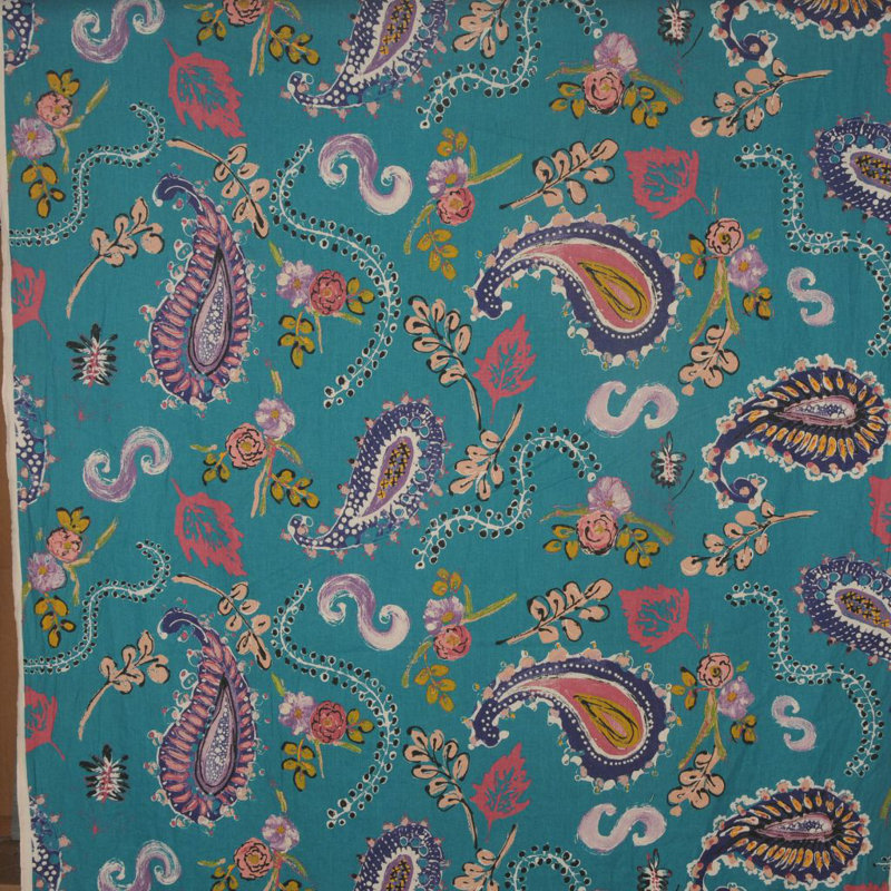 Allure Floral Fabric, Turquoise/Yellow/Purple