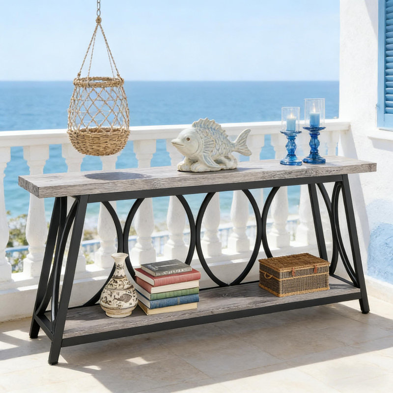 Table de couloir à 2 niveaux, console rétro, canapé robuste, table d'appoint, Gray