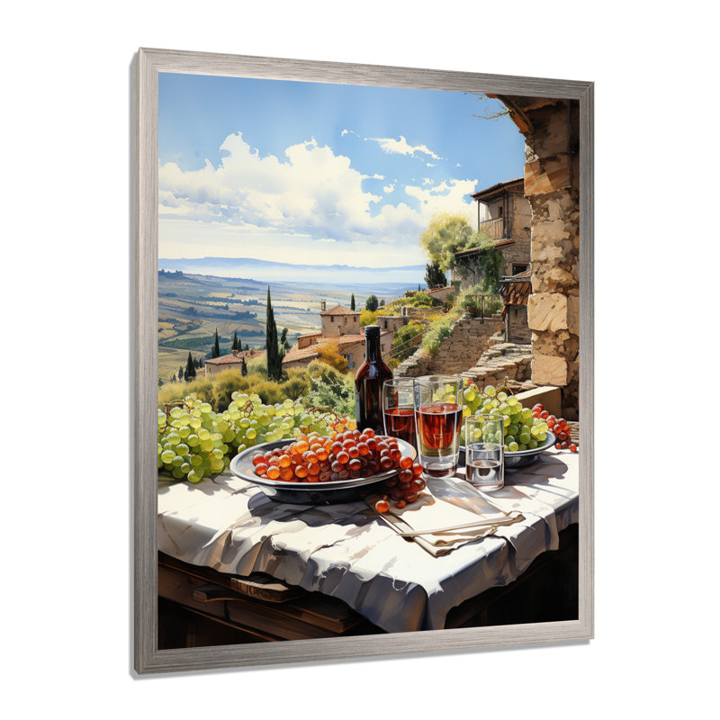 Vineyard Rendezvous In Rioja II - Vineyard Wall Art, Cadre simple argenté, H 32 po x l 16 po x P 1 po