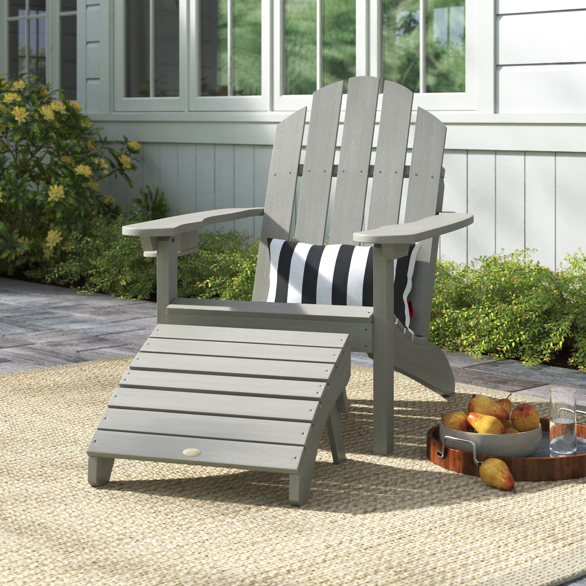 Sol 72 Outdoor Anette Plastic Adirondack Chair With Ottoman Reviews   Anette Plastic Adirondack Chair With Ottoman 