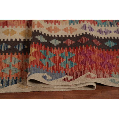 Geometric Wool Kilim Oriental Large Rug 10x16