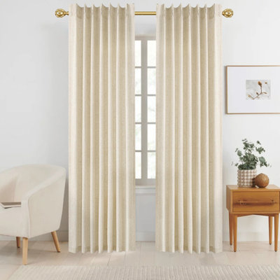 Pinch Pleat Linen Curtains 2 Panels Set