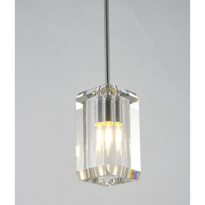 Luminaire suspendu moderne en cristal chromé 1 lumière