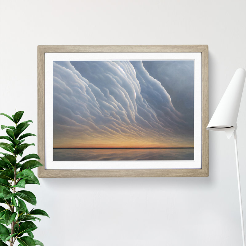 XH1022-429X Agile Clouds - Single Picture Frame Painting, 25cm H x 34cm W x 2cm D, Oak Framed