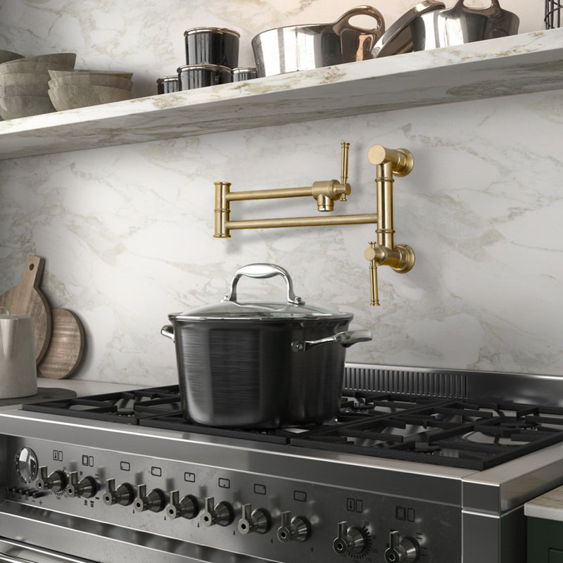Pot Filler Kitchen Faucet, Brushed Gold