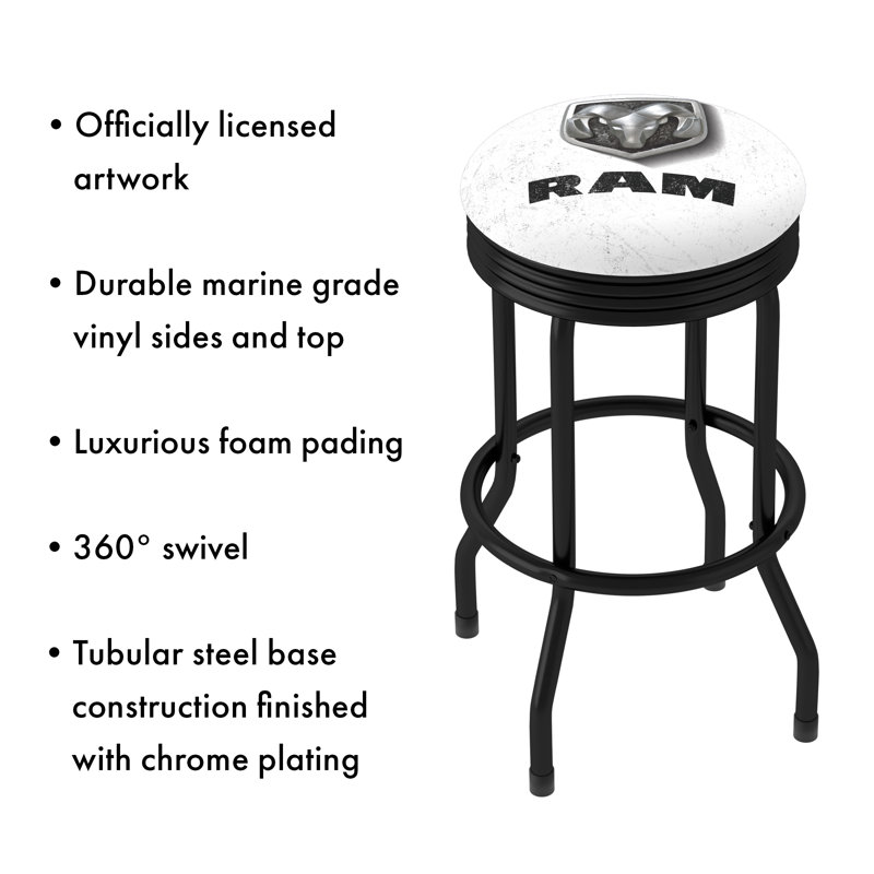 Swivel Upholstered Counter Stool with Metal Frame, White