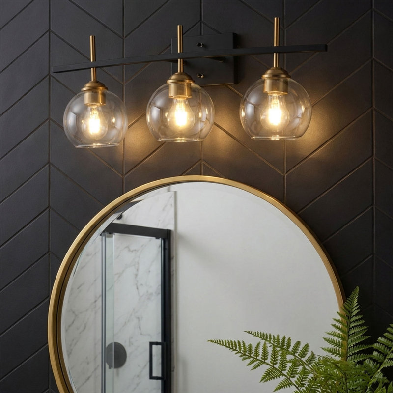 3-lamp Dimmable Clear Glass Vanity Light