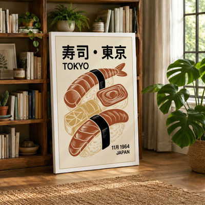 Tokyo Sushi Poster Retro - Wrapped Canvas