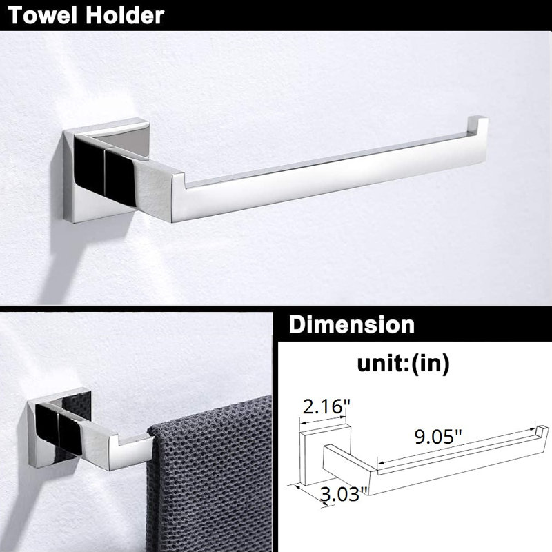Axis 5 -Piece Decorative Bathroom Hardware Set Towel Bar, TP Holder, Robe Hook Included, Chrome