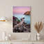 «Pink Sky Over Coastal Village and Stone Pier», art mural-133517390