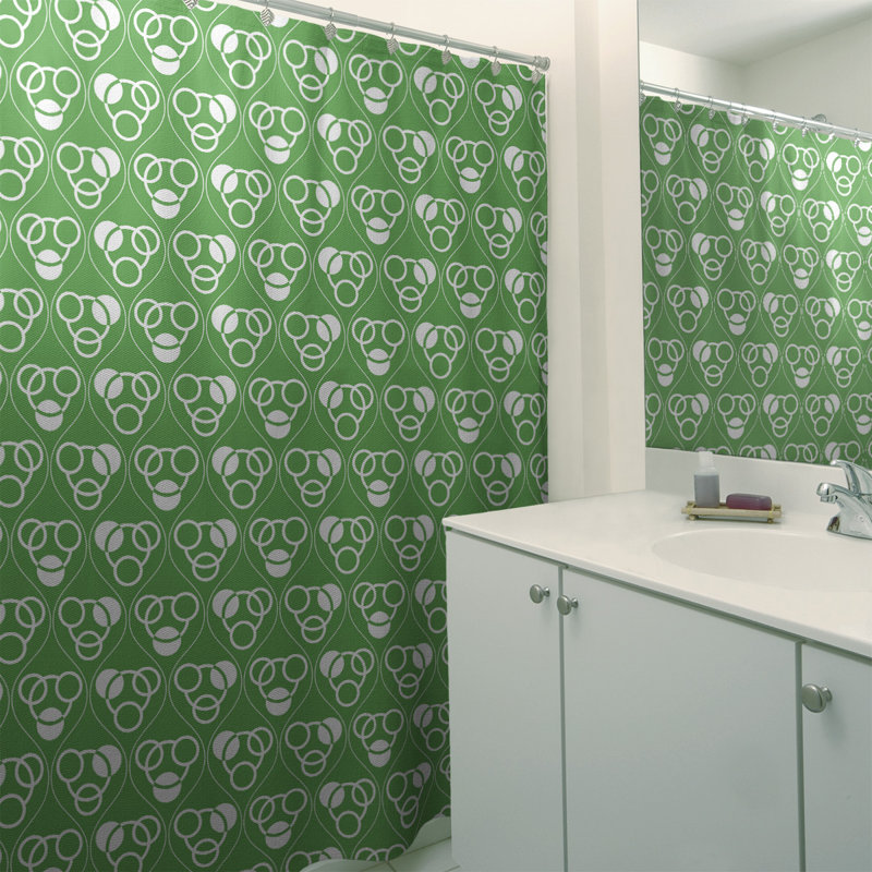 Rideau de douche simple cercles et vagues classic, Vert / blanc