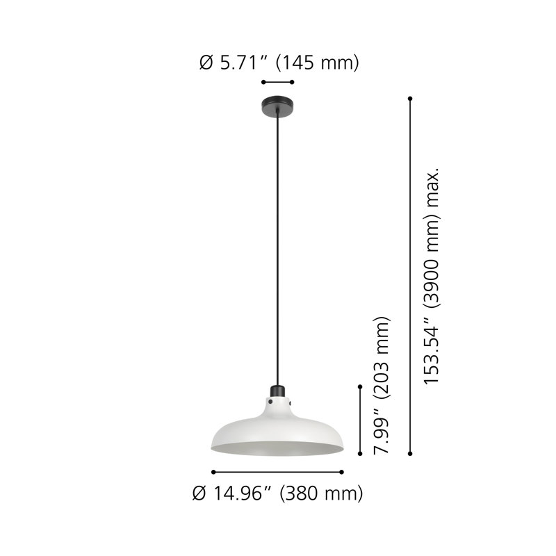 Luminaire suspendu noir et gris Maia, Une lumière, H 153,54 po x l 14,96 po x P 14,96 po 