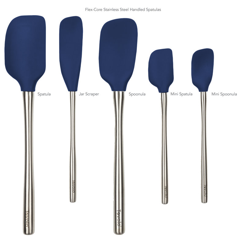 Flex-Core Stainless Steel Handled Spatula 5 Piece Set for Meal, Deep Indigo