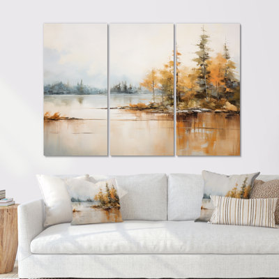 Minimalisme, lac, tranquillité, rivière, ensemble d'art mural