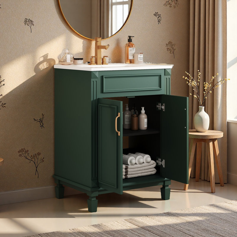 Meuble-lavabo 24 po avec lavabo supérieur, Vert