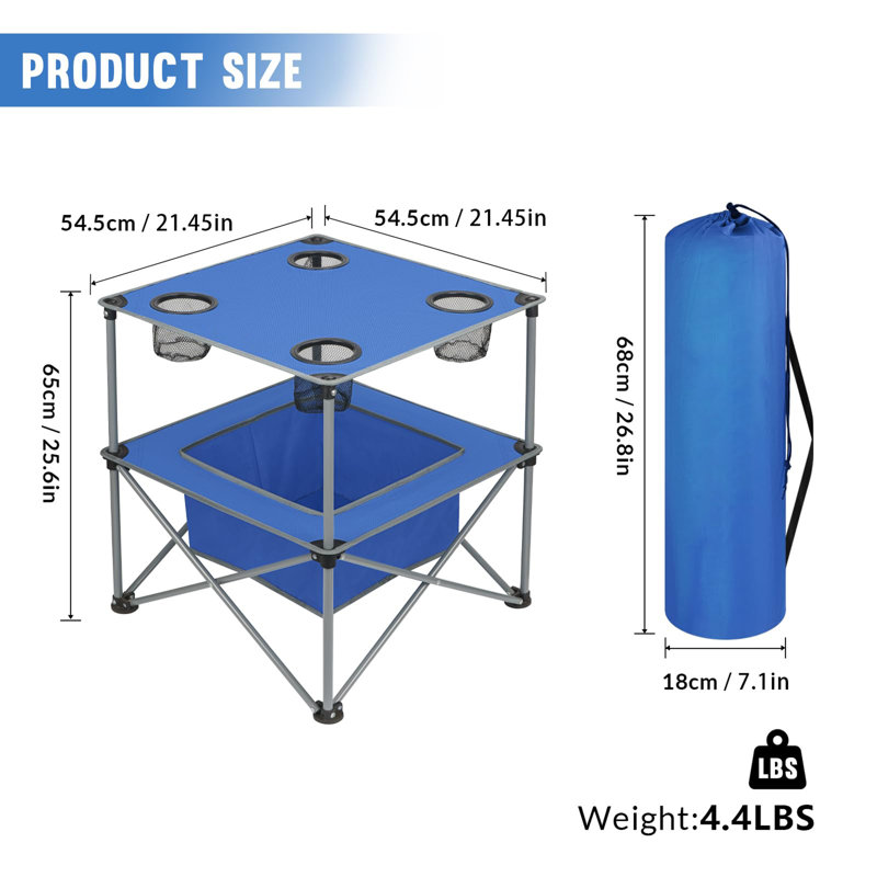 Table de pique-nique portable pliante, Bleu