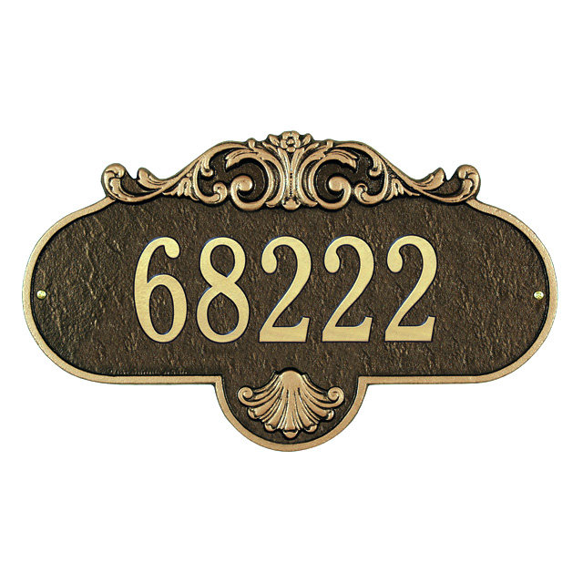 Plaque d'adresse murale sur 1 ligne Rochelle, Bronze et doré, Oui