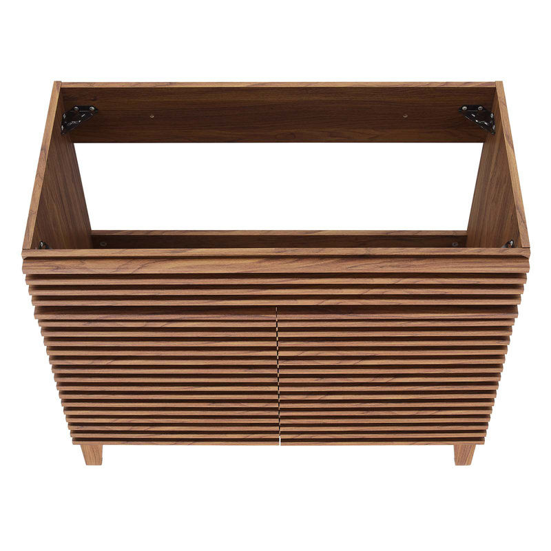 Render 35" Walnut MDF and Particleboard Bathroom Vanity Cabinet