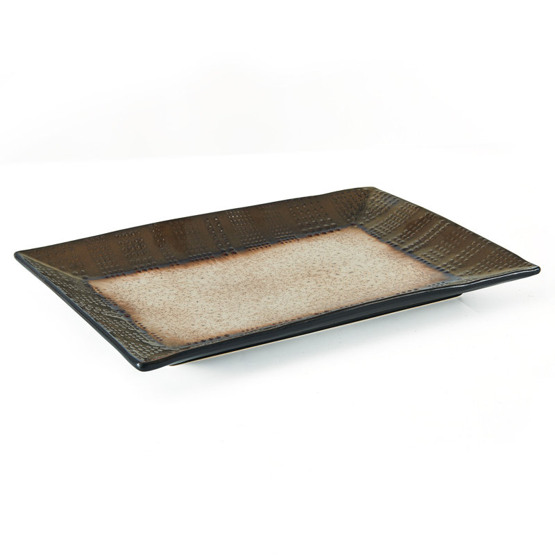 Gourmet Basics by Mikasa Verona Cream Rectangular Platter, 13.75 Inch