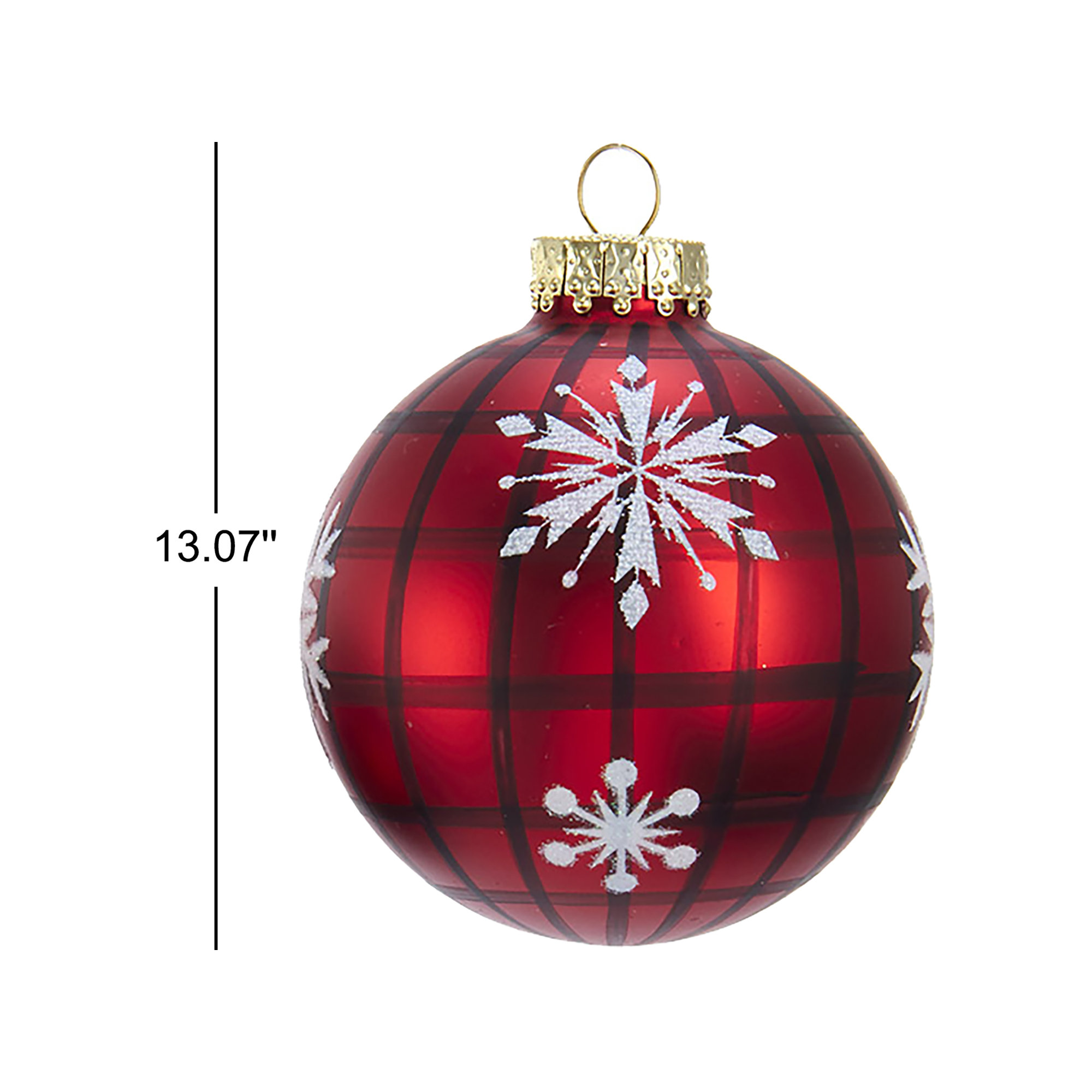 Plaid with Snowflakes Glass Ball Ornament