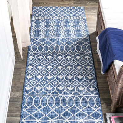Ramadan Tribal Bohemian Blue/Ivory Indoor/Outdoor Rug