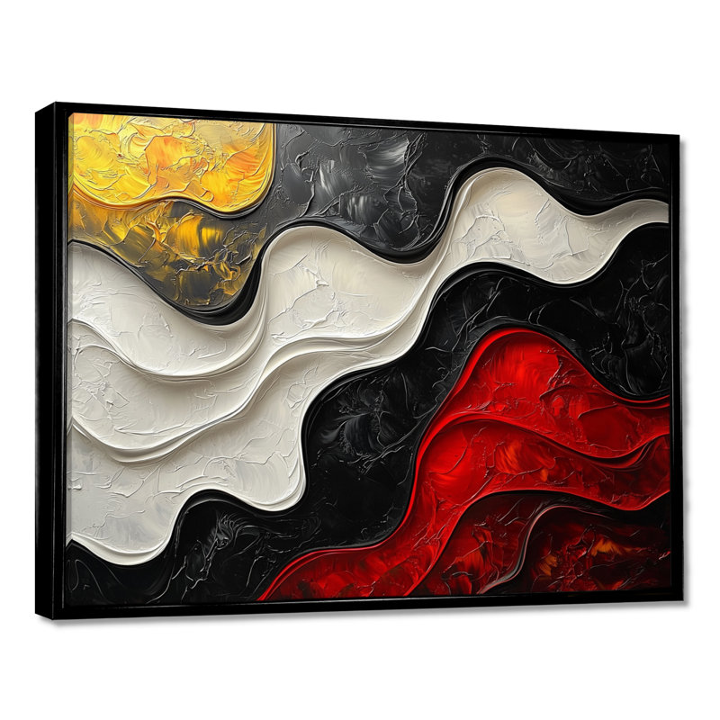 Westrick - Abstract Canvas Art Print, Noir, noir, noir, noir, 12" H x 20" W, Impression encadrée flottante