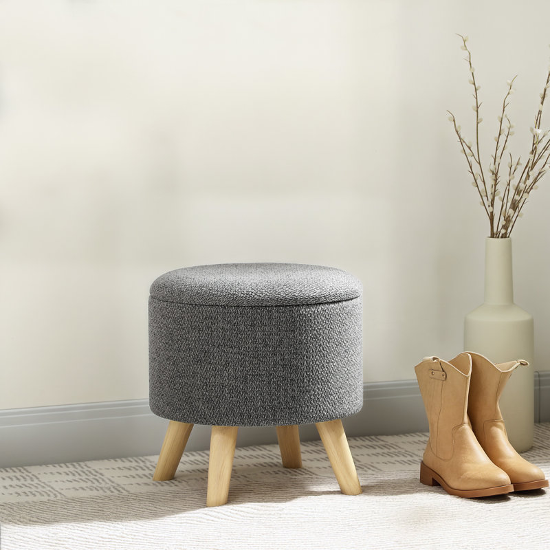Radika Upholstered Ottoman,wood, Gray Polyester