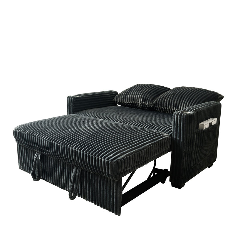 Fauteuil inclinable multifonctionnel en velours côtelé gris foncé de 53 pouces, dossier réglable, lit de charge, réglable en cinq positions,
