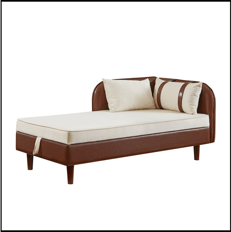 Chaise longue rembourrée avec rangement, Brun / beige