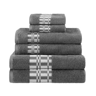 Mikira 6-Piece Geometric Border Towel Set