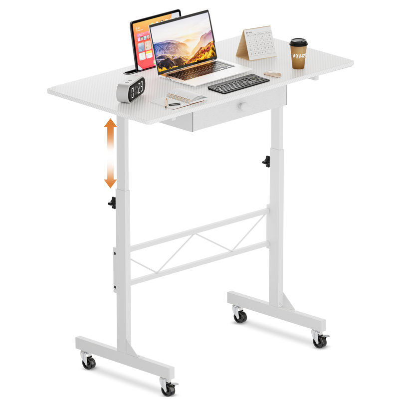 32" standing desk Adjustable Height Small Computer Desk Mobile Portable Rolling Laptop Table With Wheels Computer Workstation Sit Stand Desks Portable Desks Standing Table