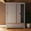Joulon 2 Door Combination Sliding Wardrobe. Solid Wood. Oak Top. 1 Drawer 120cm Wide OR 2 Drawer 150cm Wide..-381043612-381043614