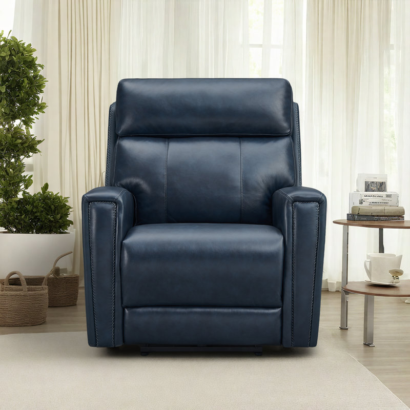 Un fauteuil inclinable électrique en cuir véritable Harnish, Marine