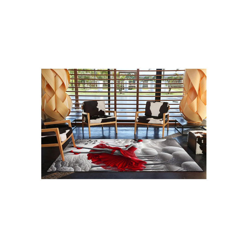 Tapis tissé à motif floral, Sous-tapis carré 3 pi 3 po inclus